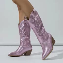 Liyke Designer Wine Red Leather Western Boots Woman Pointed Toe Autumn Winter Shoe Low Thick Heels Fashion Embroidery Ankle Boot
