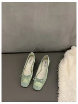 French Square Toe Bow Flats Shoes 2023 New Autumn Shallow Fairy All-match Gentle Office Dress Low Heels Pumps Female Ballerina