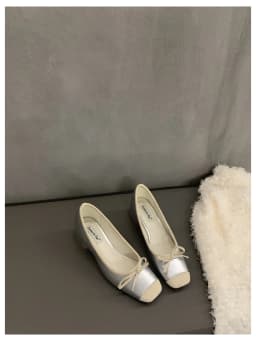 French Square Toe Bow Flats Shoes 2023 New Autumn Shallow Fairy All-match Gentle Office Dress Low Heels Pumps Female Ballerina