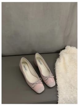 French Square Toe Bow Flats Shoes 2023 New Autumn Shallow Fairy All-match Gentle Office Dress Low Heels Pumps Female Ballerina