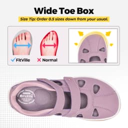 FitVille Women's Summer Sandals Wide Orthopedic Sandal Comfort Walking Shoes with Arch Support Slippers Diabetic Swollen Feet