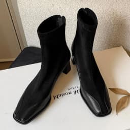 Eilyken Women Ankle Boots Designer Sewing Patchwork Square Toe Shoes Autumn Winter Zipper Thick Heels Botas Mujer
