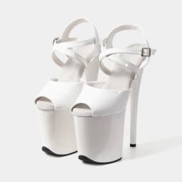 New Popular Sexy Cross Straps 20cm 8' Nude Patent Fashion Platform High Heels Sandals Pole Dance Shoes