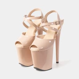 New Popular Sexy Cross Straps 20cm 8' Nude Patent Fashion Platform High Heels Sandals Pole Dance Shoes