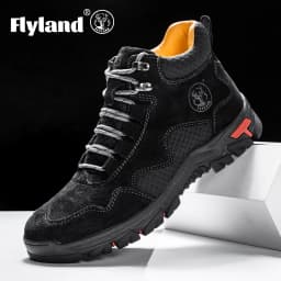 FLYLAND Men's Ankle Boots Casual Leather Shoes Fashion Vintage Hand Stitching Soft Business Handmade Shoes