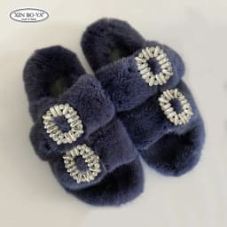 Mink Slippers Women's Summer Sandals 2026 Woman Slippers Sandals Fashion Shoes for Woman Comfort Women's Mules Fuzzy Fur Slides