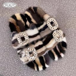 Mink Slippers Women's Summer Sandals 2026 Woman Slippers Sandals Fashion Shoes for Woman Comfort Women's Mules Fuzzy Fur Slides