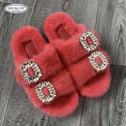 Mink Slippers Women's Summer Sandals 2026 Woman Slippers Sandals Fashion Shoes for Woman Comfort Women's Mules Fuzzy Fur Slides