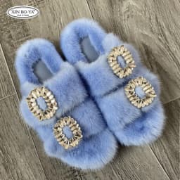 Mink Slippers Women's Summer Sandals 2026 Woman Slippers Sandals Fashion Shoes for Woman Comfort Women's Mules Fuzzy Fur Slides