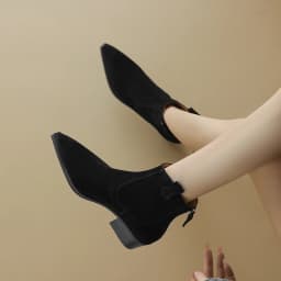 SmallHut New Trend Autumn Cow Suede Women Western Boots Gray Black Brown Khaki Chocolate Green Burgundy Pointed Toe Ankle Boots