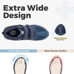 FitVille Wide Walking Shoes Hook Loop Orthopedic Man Casual Sneakers for Swollen Feet Neuropathy Comfort Sport Shoes for Men