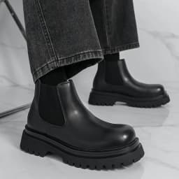 Brand Black Business High Top Leather Boots Classic British Style Men's Thick Soled Casual Boots Outdoor Comfort Walking Boots