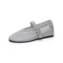 Fairy Starry Sky Ballet Shoes ~ 3cm Height-Increasing Rhinestone Mesh Flat Mary Jane Single Strap Women's Sandals