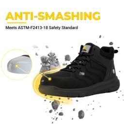FitVille Wide Work Boots for Men Composite Indestructible Steel Toe Protect Safety Boots Anti-slip High Top Work Shoes for Men