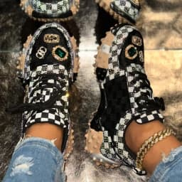 Women's Non-slip Platform Shoes Trendy Diamond Luxury Sports Tennis Shoes Women Casual Elegant Fashion Rhinestone Designer Shoes
