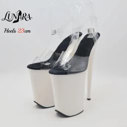 23cm/9Inch Clear Heel Sandals White Platform Open Toe Adjustable Buckle Non-slip Sexy Stage Performance Pole Dance Rave Party