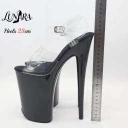 23cm/9Inch Clear Heel Sandals White Platform Open Toe Adjustable Buckle Non-slip Sexy Stage Performance Pole Dance Rave Party
