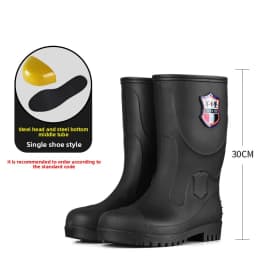 Extra Thick Steel Head Rain Boots Steel Sole Water Boots Construction Site Anti-puncture Rubber Shoes Anti-smashing