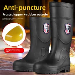 Extra Thick Steel Head Rain Boots Steel Sole Water Boots Construction Site Anti-puncture Rubber Shoes Anti-smashing