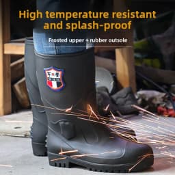 Extra Thick Steel Head Rain Boots Steel Sole Water Boots Construction Site Anti-puncture Rubber Shoes Anti-smashing