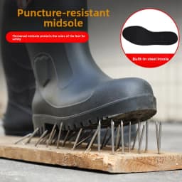 Extra Thick Steel Head Rain Boots Steel Sole Water Boots Construction Site Anti-puncture Rubber Shoes Anti-smashing