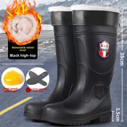 Extra Thick Steel Head Rain Boots Steel Sole Water Boots Construction Site Anti-puncture Rubber Shoes Anti-smashing