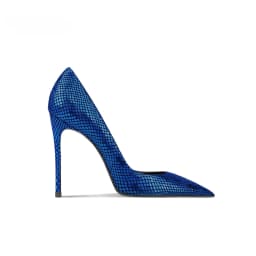 Blue Fish Patterned One Foot High Heels Spring New Women's Pointed Thin Heels Shallow Mouth Commuting Comfortable Single Shoes