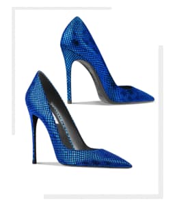 Blue Fish Patterned One Foot High Heels Spring New Women's Pointed Thin Heels Shallow Mouth Commuting Comfortable Single Shoes