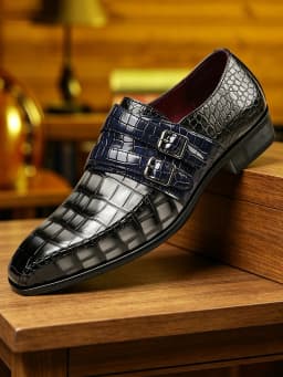 Luxury Men Dress Shoes Crocodile Grain Leather Shoes Men Buckle Casual Wedding Party Shoes High Quality Business Men