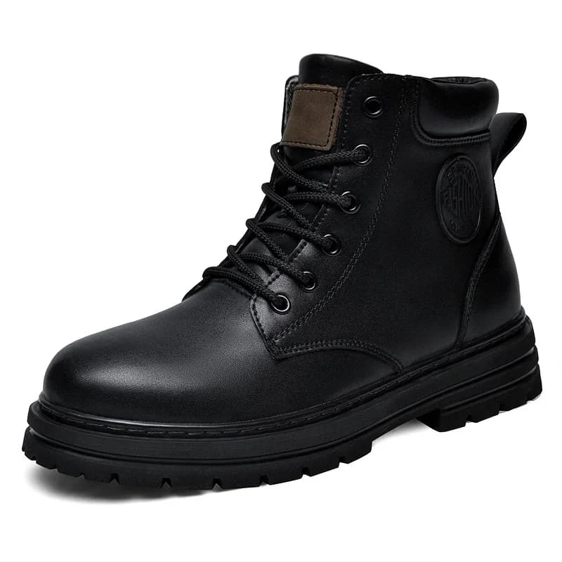 Big Size 49 50 Winter Black Leather Boots Men Women Couples Fashion British Style Ankle Boot Medium Width Plush/Non-Plush Option