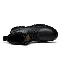 Big Size 49 50 Winter Black Leather Boots Men Women Couples Fashion British Style Ankle Boot Medium Width Plush/Non-Plush Option