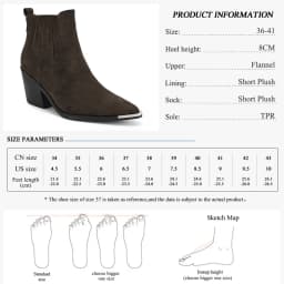 GMQM 2025 New Solid Color Western Boots Women Cowboy Booties Ankle Block Heels Wide Calf Pointed Toe Slip On Casual Brown Shoes