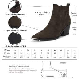 GMQM 2025 New Solid Color Western Boots Women Cowboy Booties Ankle Block Heels Wide Calf Pointed Toe Slip On Casual Brown Shoes