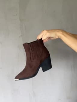 GMQM 2025 New Solid Color Western Boots Women Cowboy Booties Ankle Block Heels Wide Calf Pointed Toe Slip On Casual Brown Shoes