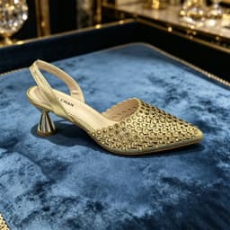 Shiny Gold Rhinestone Shoe & Bucket Bag Set | Pointed Crystal Heels, Womens Lux Wedding Eve Bridal Formal Prom Match Purse Kits