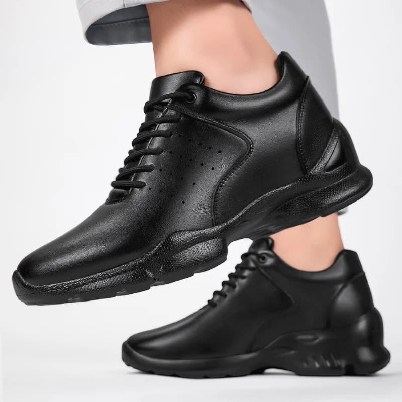 8CM Height Increase Men Cow Leather Oxford Casual Shoes Comfor Lightweight Non Slip Commuting Outdoor Elevator Sneakers Women