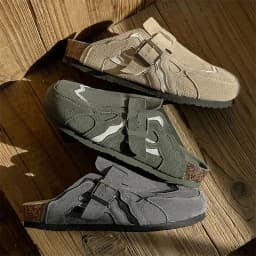 PU leather cork men's slippers women's home fashion retro shoes,