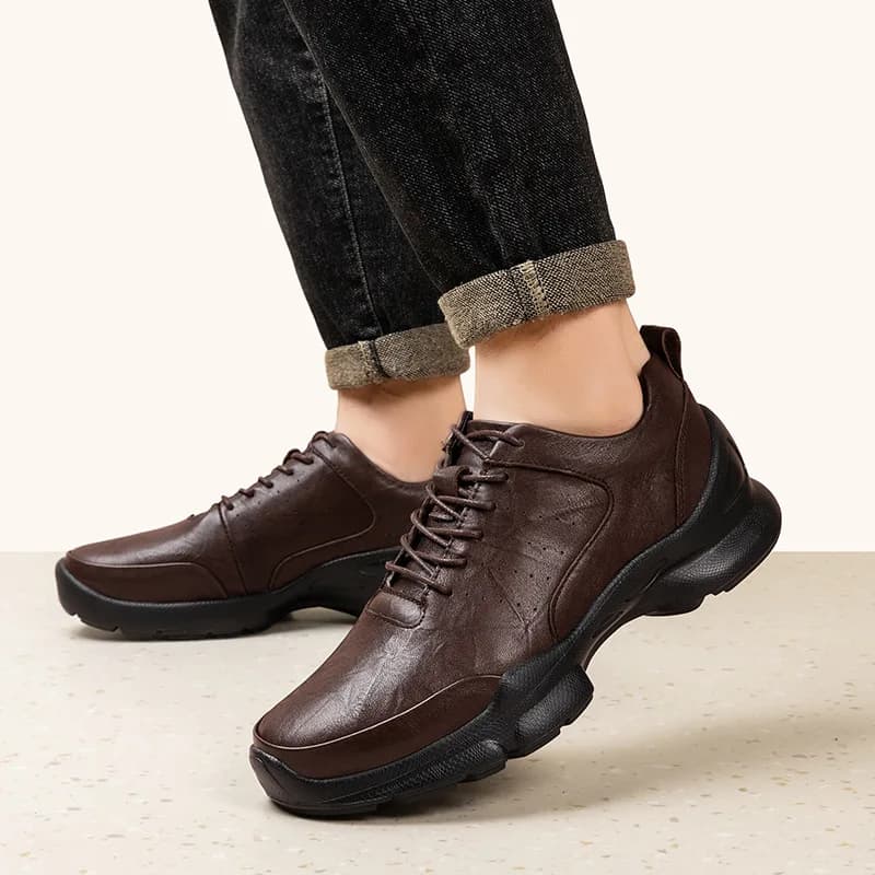 Men's Height Increase Shoes Calfskin for All-Day Wear Business Casual Elevator Shoes Height Increasing 6cm Hidden Heel Shoes