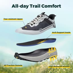 FitVille Wide Sports Shoes Wear Resistant Hiking Trail Running Shoes for Men Cushioning Men Sneakers with Arch Support Anti-Slip