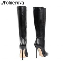 Lacquered High Heel Knee High Boots Sexy Fashion Style Stiletto Boots Ultimate 16cm Pointed Toe Customized Knee Boots for Women