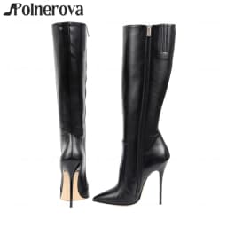 Lacquered High Heel Knee High Boots Sexy Fashion Style Stiletto Boots Ultimate 16cm Pointed Toe Customized Knee Boots for Women