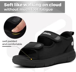 FitVille Men's Adjustable Wide Width Diabetic Sandals, Orthopedic Comfort Sandals with Arch Support for Swollen Feet & Foot Neuropathy