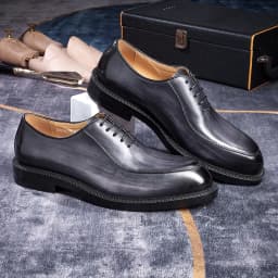 Luxury Genuine Leather Mens Formal Shoes Handmade Whole Cut Oxfords Business Lace-up Pointed Toe Wedding Dress Shoes for Men