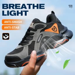 Men's Lightweight Safety Shoes, Men's Steel Toe Puncture Resistant Breathable Safety Boots, Men's Construction Work Safety Shoes