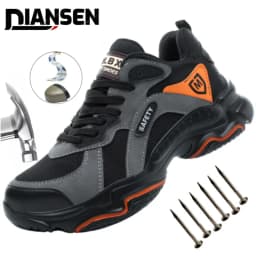 Men's Lightweight Safety Shoes, Men's Steel Toe Puncture Resistant Breathable Safety Boots, Men's Construction Work Safety Shoes