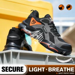 Men's Lightweight Safety Shoes, Men's Steel Toe Puncture Resistant Breathable Safety Boots, Men's Construction Work Safety Shoes