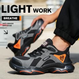 Men's Lightweight Safety Shoes, Men's Steel Toe Puncture Resistant Breathable Safety Boots, Men's Construction Work Safety Shoes