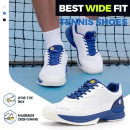 FitVille Pofessional Tennis Shoes for Mens  Soprt Shoes Training Sneakers Anti-Slip Sweat Absorbent Swollen Feet Arch Support