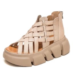 DRKANOL 2026 Women Gladiator Sandals Summer Cool Boots Luxury Gesign Genuine Leather Woven Wedges Platform Casual Roman Sandals