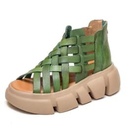 DRKANOL 2026 Women Gladiator Sandals Summer Cool Boots Luxury Gesign Genuine Leather Woven Wedges Platform Casual Roman Sandals